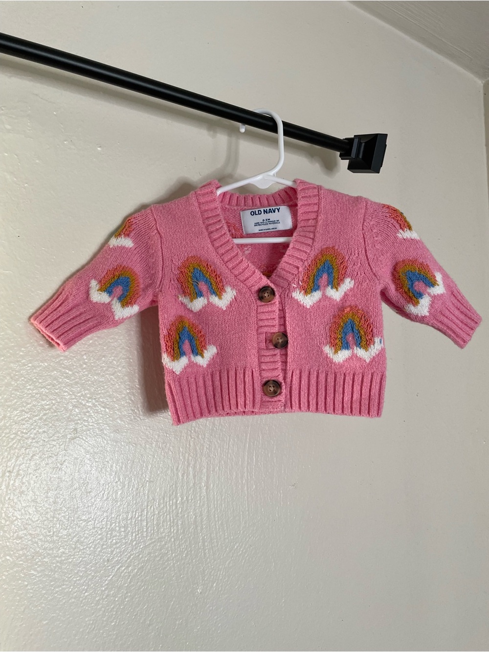 0-3M Old Navy Pink Baby Girl Rainbow Knit Cardigan